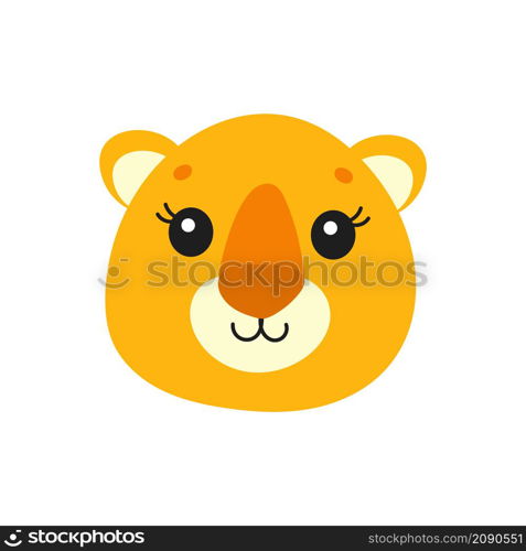Cute lioness. Wild animal. Cartoon character. Colorful vector illustration. Isolated on white background. Design element. Template for your design, books, stickers, cards.