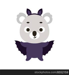 Cute litt≤Halloween koala in a bat costume. Cartoon animal character for kids t-shirts, nursery decoration, baby shower, greeting card, invitation, house∫erior. Vector stock illustration