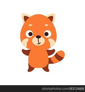 Cute litt≤red panda. Cartoon animal character design for kids t-shirts, nursery decoration, baby shower ce≤bration, greeting cards, invitations, bookmark, house∫erior. Vector stock illustration
