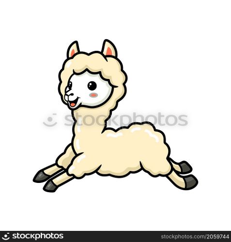 Cute little alpaca cartoon running