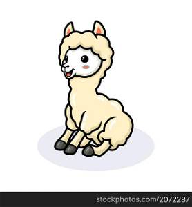 Cute little alpaca cartoon sitting