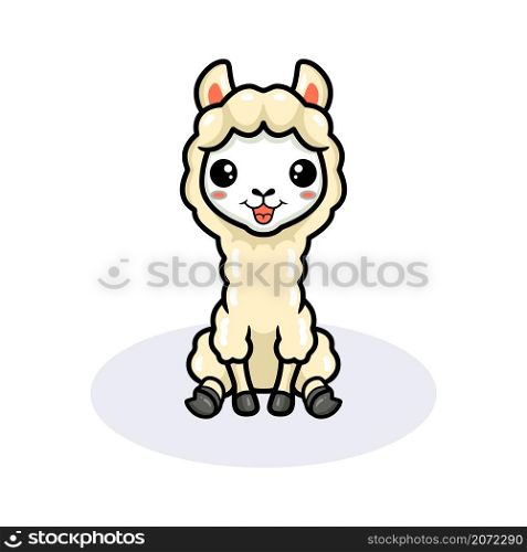 Cute little alpaca cartoon sitting