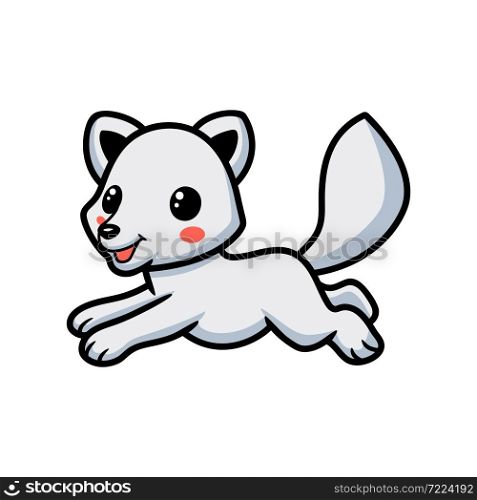 Cute little arctic fox cartoon jumping