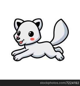 Cute little arctic fox cartoon jumping