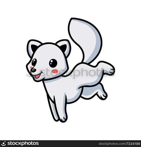 Cute little arctic fox cartoon posing