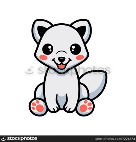 Cute little arctic fox cartoon sitting