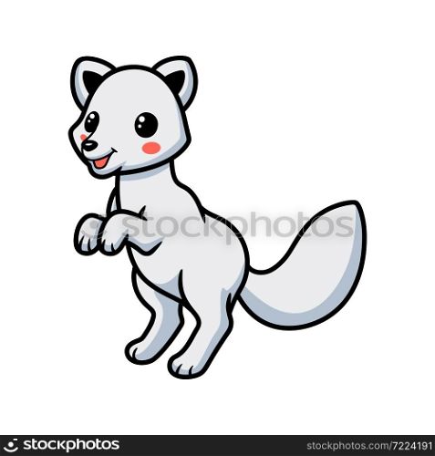 Cute little arctic fox cartoon standing
