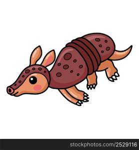 Cute little armadillo cartoon running