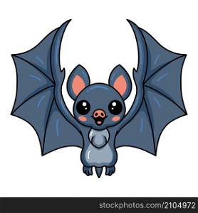 Cute little bat cartoon flying