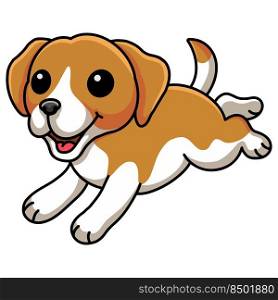 Cute little beagle dog cartoon running
