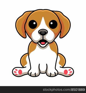 Cute little beagle dog cartoon sitting