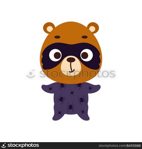 Cute little bear in a Halloween costume. Cartoon animal character for kids t-shirts, nursery decoration, baby shower, greeting card, invitation, house interior. Vector stock illustration