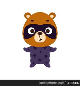 Cute little bear in a Halloween costume. Cartoon animal character for kids t-shirts, nursery decoration, baby shower, greeting card, invitation, house interior. Vector stock illustration