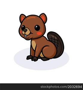 Cute little beaver cartoon posing