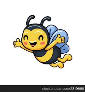 Cute little bee cartoon flying