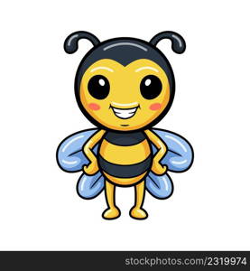 Cute little bee cartoon posing