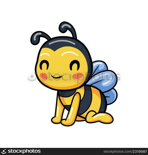 Cute little bee cartoon sitting