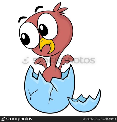cute little bird born from egg. cartoon illustration sticker emoticon