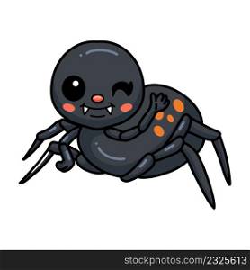 Cute little black spider cartoon