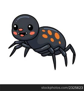 Cute little black spider cartoon