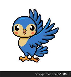 Cute little blue bird cartoon standing