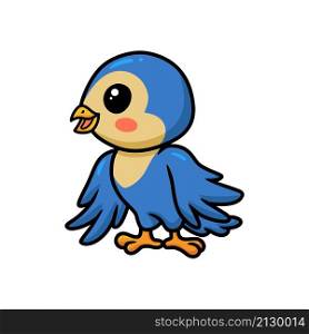 Cute little blue bird cartoon standing