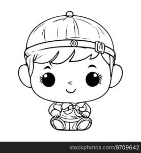 cute little boy with japanese costume character vector illustration design