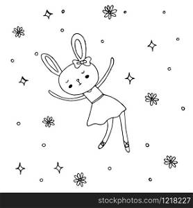 Cute little bunny ballet vector design.