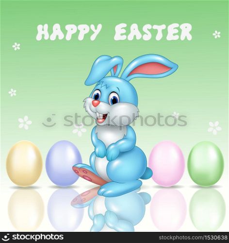 Cute little bunny with happy easter background