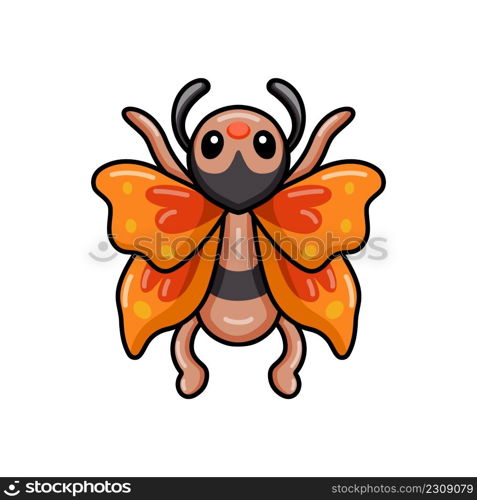 Cute little butterfly cartoon flying