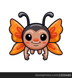Cute little butterfly cartoon flying