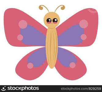 Cute little butterfly, illustration, vector on white background.