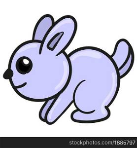cute little cartoon rabbit. vector illustration of cartoon doodle sticker draw
