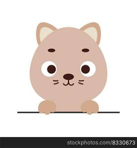 Cute little cat head on white background. Cartoon animal character for kids t-shirts, nursery decoration, baby shower, greeting card, invitation, house interior. Vector stock illustration