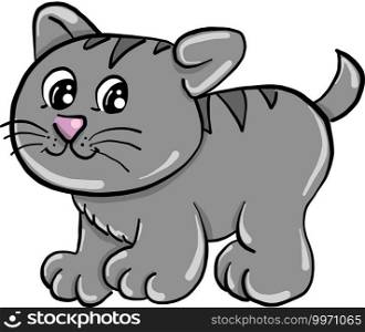 Cute little cat, illustration, vector on white background