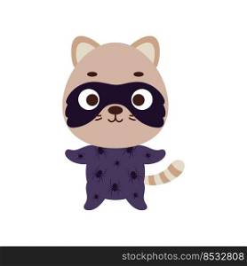 Cute little cat in a Halloween costume. Cartoon animal character for kids t-shirts, nursery decoration, baby shower, greeting card, invitation, house interior. Vector stock illustration