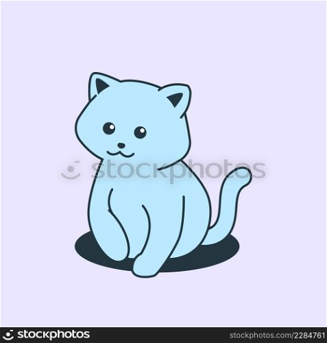Cute Little Cat Sit Adorable Kitten Cartoon Pastel Color