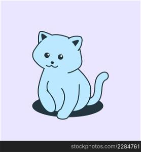 Cute Little Cat Sit Adorable Kitten Cartoon Pastel Color
