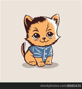 Cute little cat vector illustration. . Vector illustration