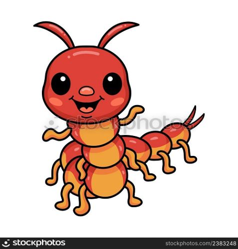 Cute little centipede cartoon character 