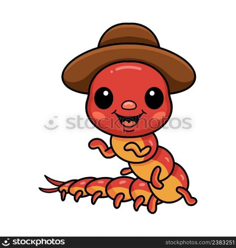 Cute little centipede cartoon character