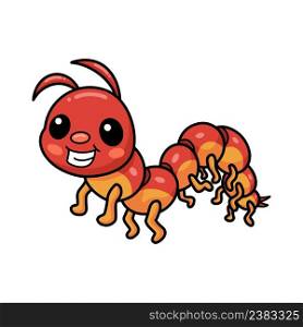 Cute little centipede cartoon character 