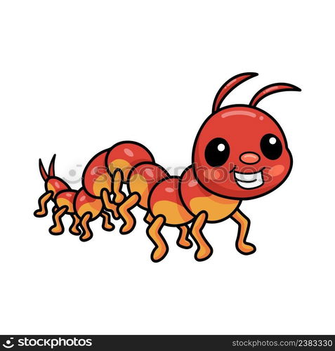 Cute little centipede cartoon character 