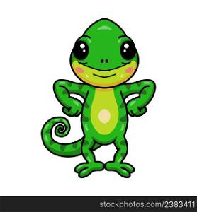 Cute little chameleon cartoon standing