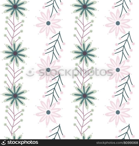 Cute little chamomile floral ornament wallpaper. Aster flower seamless pattern. Simple design for fabric, textile print, wrapping, cover. Vector illustration. Cute little chamomile floral ornament wallpaper. Aster flower seamless pattern.