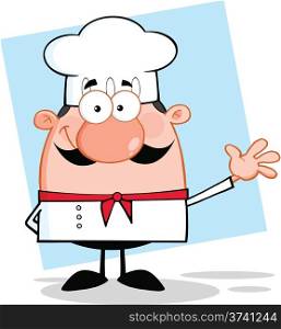 Cute Little Chef Character Waving For Greeting