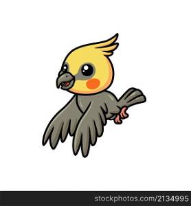 Cute little cockatoo cartoon flying