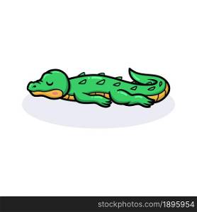 Cute little crocodile cartoon sleeping