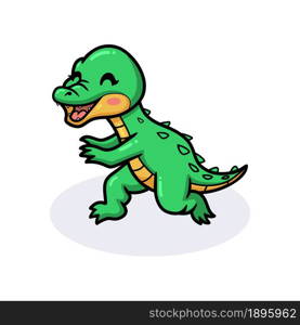 Cute little crocodile cartoon standing