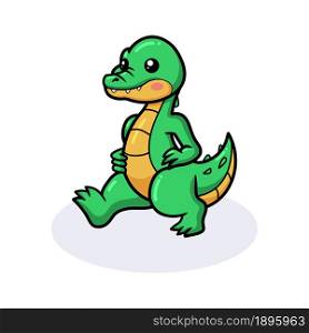 Cute little crocodile cartoon standing